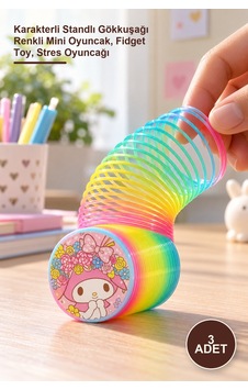 3 Adet Magic Spring Stres Yayı Karakterli Standlı Gökkuşağı Renkli Mini Oyuncak, Fidget Toy, Stres Oyuncağı 3 Adet Magic Spring Stres Yayı Karakterli Standlı Gökkuşağı Renkli Mini Oyuncak, Fidget Toy, Stres Oyuncağı