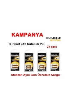Duracell 312 Numara Pil Kulak İçi Işitme Cihazı Pili 4 Paket-Topl Duracell 312 Numara Pil Kulak İçi Işitme Cihazı Pili 4 Paket-Topl