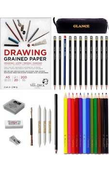 Van Dyck 200 Gr A5 Eskiz Defterli Adel Karakalem Ve Faber Kuruboya Kalemi Eskiz Seti Van Dyck 200 Gr A5 Eskiz Defterli Adel Karakalem Ve Faber Kuruboya Kalemi Eskiz Seti