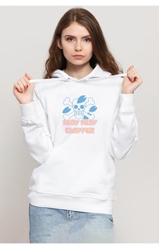 One Piece Anime Tony Tony Chopper Jolly Roger Beyaz Kadın 3ip Kapşonlu Sweatshirt 001 One Piece Anime Tony Tony Chopper Jolly Roger Beyaz Kadın 3ip Kapşonlu Sweatshirt 001