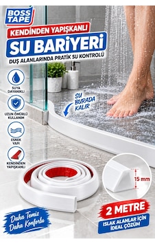 Kendinden Yapışkanlı Su Bariyeri Beyaz 2 Metre 15 Mm Esnek Duşakabin Su Tutucu Bant Su Bariyeri Kendinden Yapışkanlı Su Bariyeri Beyaz 2 Metre 15 Mm Esnek Duşakabin Su Tutucu Bant Su Bariyeri