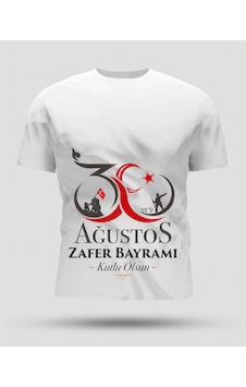 Barlashive 30 Ağustos Zafer Bayramı Baskılı Oversize Bisiklet Yaka T-shirt Çok Renkli