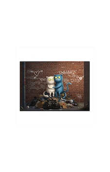 Duvar Grafiti Ve Kediler Art Mdf Tablo
