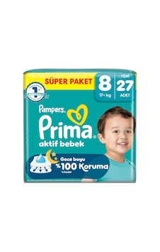 Prima Aktif Bebek Süper Paket 8 Beden 27'li 4 Adet Prima Aktif Bebek Süper Paket 8 Beden 27'li 4 Adet