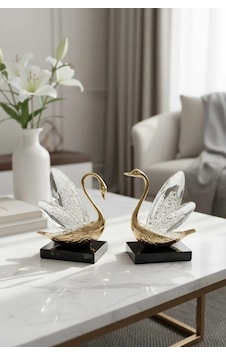 Dekoratif Kristal Cam 2li Kuğu Seti Gold Dekoratif Kristal Cam 2li Kuğu Seti Gold