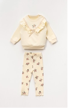 Bellamio Kids Gövde Çiçek Nakışlı Kız Bebek Ekru Alt Üst Takım Bellamio Kids Gövde Çiçek Nakışlı Kız Bebek Ekru Alt Üst Takım
