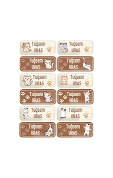 Kişiye Özel 12 Adet Sevimli Kedi Temalı Kitap Etiketi - A4 Parlak Kuşe Sticker Diğer Kişiye Özel 12 Adet Sevimli Kedi Temalı Kitap Etiketi - A4 Parlak Kuşe Sticker Diğer