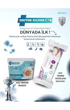 Doctor Silver Ion Gümüş İyonlu Hasta Hijyen Perine Islak Mendili 50'li + Saç Yıkama Bonesi Doctor Silver Ion Gümüş İyonlu Hasta Hijyen Perine Islak Mendili 50'li + Saç Yıkama Bonesi