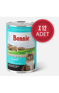 Bonnie Somonlu Sos İçinde Et Parçacıklı Kedi Konservesi 400g x 12 Adet