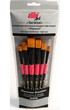 Stilo Art Düz Kesik Fırça Seti 6lı Set-5 Stilo Art Düz Kesik Fırça Seti 6lı Set-5