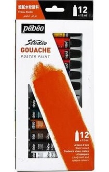 Pebeo 668300 Guaj Boya Tüp 12 ML 12 Li Set Çok Renkli