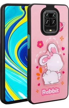 Xiaomi Redmi Note 9 Pro Kılıf Parlayan Kabartmalı İkonik Figürlü Zore Amas Silikon Kapak Pembe