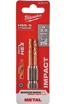 MİLWAUKEE 1/4 Altıgen Saplı Metal Matkap Ucu 3.5 mm 2'li MİLWAUKEE 1/4 Altıgen Saplı Metal Matkap Ucu 3.5 mm 2'li