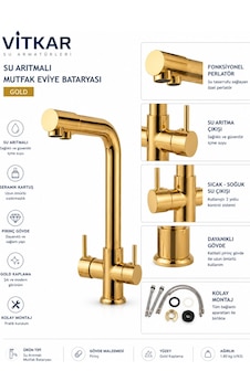 Su Arıtmalı Gold Mutfak Eviye Bataryası Çift Çıkışlı Pirinç Gövde Altın/gold Su Arıtmalı Gold Mutfak Eviye Bataryası Çift Çıkışlı Pirinç Gövde Altın/gold