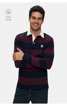 UCLA Rugby Bordo Nakışlı %100 Pamuk Polo Yaka Standard Fit Erkek Sweatshirt UCLA Rugby Bordo Nakışlı %100 Pamuk Polo Yaka Standard Fit Erkek Sweatshirt