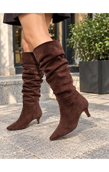 Asmi Shoes Kadın Tima Kahve Süet 6 Cm Topuklu Körüklü Sivri Burun Çivi Topuk Çizme Asmi Shoes Kadın Tima Kahve Süet 6 Cm Topuklu Körüklü Sivri Burun Çivi Topuk Çizme