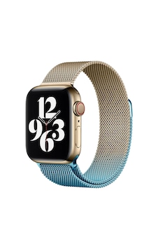 Newface Apple Uyumlu Watch 38mm Metal Mıknatıslı Kordon - Semeglbl - 42 Metalik Gold-mavi Newface Apple Uyumlu Watch 38mm Metal Mıknatıslı Kordon - Semeglbl - 42 Metalik Gold-mavi