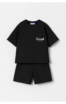 Miniko Kids Laciel Paris Baskılı Gofre Cep Detaylı Şortlu Pamuk Takım Siyah Miniko Kids Laciel Paris Baskılı Gofre Cep Detaylı Şortlu Pamuk Takım Siyah