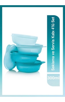 Tupperware Saklama Ve Servis Kabı 4 Lü Set 300 Ml Mavi Mavi