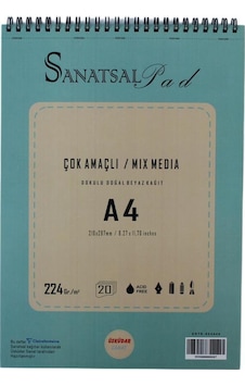 Sanatsal Pad Çok Amaçlı Dokulu Resim Defteri A4 224gr 20 Yaprak Spiralli Sanatsal Pad Çok Amaçlı Dokulu Resim Defteri A4 224gr 20 Yaprak Spiralli