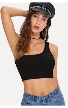 Veraura Lifestyle Kadın Siyah Tek Omuz Crop Büstiyer