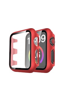 Apple Watch Uyumlu 41mm Camlı Kasa Ekran Koruyucu - Kırmızı Apple Watch Uyumlu 41mm Camlı Kasa Ekran Koruyucu - Kırmızı