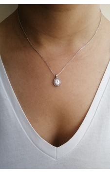 Beyaz Zircon Tek Taş Kolye Beyaz - 270549599 Beyaz