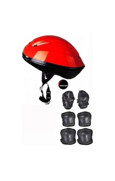 Çocuk Kask Dizlik Dirseklik Ellik Set 7 Parça Scooter Bisiklet Paten Kaykay Koruyucu Set Kırmızı Çocuk Kask Dizlik Dirseklik Ellik Set 7 Parça Scooter Bisiklet Paten Kaykay Koruyucu Set Kırmızı