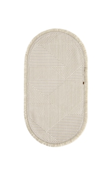 Venti 191454 Krem Oval - Modern Daire Desenle Krem Halı Estetiği Krem