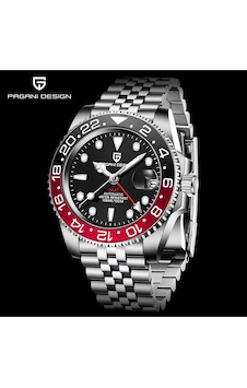 Pd-1662 Gmt-master Erkek Mekanik Saat Paslanmaz Çelik Rolex Uyumlu Su Geçirmez Otomatik Kol Saati Gümüş