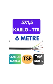 Öznur 5x1,5 Ttr Kablo Metre Seçenekli Siyah - 6 Metre Öznur 5x1,5 Ttr Kablo Metre Seçenekli Siyah - 6 Metre
