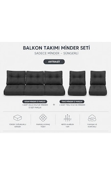 3-1-1 Fermuarlı Balkon Minderi-leke Tutmaz - İçidolu Minder Antrasit 3-1-1 Fermuarlı Balkon Minderi-leke Tutmaz - İçidolu Minder Antrasit