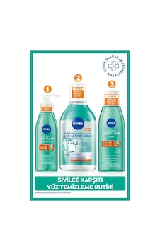 Derma Skin Clear Sivilce Karşıtı Yüz Temizleme Jeli 150ml, Makyaj Temizleme Suyu 400ml Ve Tonik200ml Derma Skin Clear Sivilce Karşıtı Yüz Temizleme Jeli 150ml, Makyaj Temizleme Suyu 400ml Ve Tonik200ml