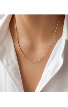 Xuping Çelik Ince Italyan Zincir Kolye Balık Sırtı Yılan Zincir 1mm Kararmaz Gold Renk 60 Cm Unisex