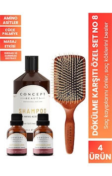 Concept Beauty Dökülme Karşıtı Şampuan 240 ML + Hair Loss Shot 2 x 20 ML + Saç Fırçası