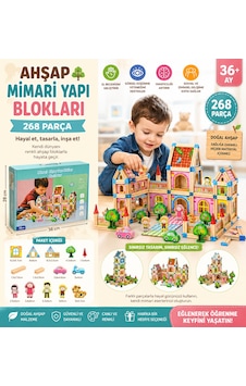 Ahşap Mimari Yapı Blokları 268 Parça Eğitici Yaratıcı Ve Renkli İnşa Seti Ahşap Mimari Yapı Blokları 268 Parça Eğitici Yaratıcı Ve Renkli İnşa Seti