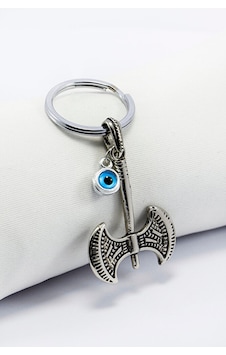 Erkek Anahtarlığı Çift Taraflı Cam Nazar Boncuğu Metal İki Ağızlı Erkek Anahtarlığı Çift Taraflı Cam Nazar Boncuğu Metal İki Ağızlı