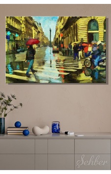 Yatay Kanvas Tablo Tekli Ev Kafe Ofis Modern İzlenimci Tarzda Yağmurlu Bir Gün Paris Konulu 2715 Yatay Kanvas Tablo Tekli Ev Kafe Ofis Modern İzlenimci Tarzda Yağmurlu Bir Gün Paris Konulu 2715
