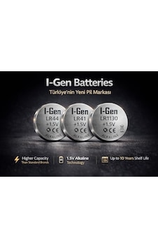 I-gen Batteries Lr44 1.5v Alkalin Düğme Pil Ag13, A76, L1154 20&apos Li Paket I-gen Batteries Lr44 1.5v Alkalin Düğme Pil Ag13, A76, L1154 20&apos Li Paket