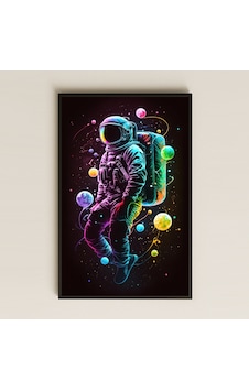 Neon Renkli Gezegenler Arasında Astronot Pleksi Tablo - Kozmik Sanat Dekoru Neon Renkli Gezegenler Arasında Astronot Pleksi Tablo - Kozmik Sanat Dekoru