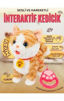 Müzikli Yürüyen Miyavlayan Yalayan Kuyruk Başını Sallayan Ses Kaydı Tekrarlayan Oyuncak Peluş Kedi Sarı Müzikli Yürüyen Miyavlayan Yalayan Kuyruk Başını Sallayan Ses Kaydı Tekrarlayan Oyuncak Peluş Kedi Sarı