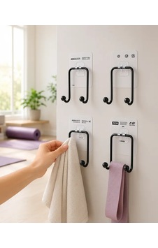 Astraltech 4'lü Duvar Askısı Yapışkanlı Pratik Banyo Ev Seti Çok Renkli