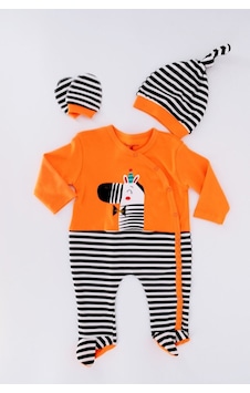 Fantastic Baby Turuncu,zebra Çizgili Erkek Bebek Tulum Takım Turuncu