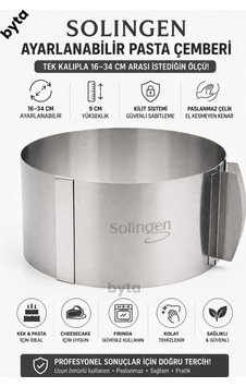 Solingen Kek Kalıbı Paslanmaz Çelik Ayarlanabilir 16-34 Cm Kilitli Sistem Fırın Ve Airfryer Uyumlu Gri Solingen Kek Kalıbı Paslanmaz Çelik Ayarlanabilir 16-34 Cm Kilitli Sistem Fırın Ve Airfryer Uyumlu Gri
