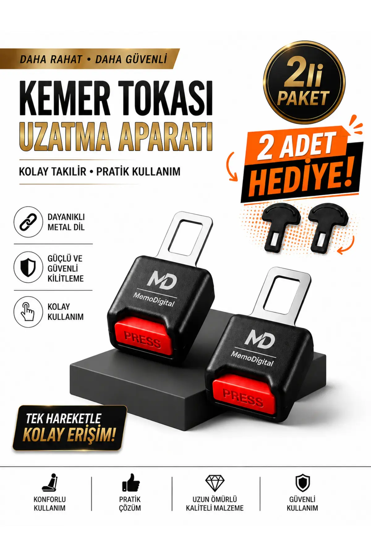 Md Tüm Araçlara Uyumlu Yükseltici 2 Adet Md Tüm Araçlara Uyumlu Yükseltici 2 Adet