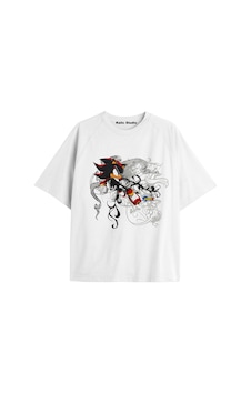 Kalic Studio Unisex Bay Sonic Desenli Beyaz Yazlık T-shirt Beyaz-181