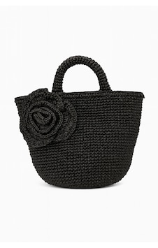 Buva Rosy Mini City Bag- Kağıt İp El Çantası Siyah Buva Rosy Mini City Bag- Kağıt İp El Çantası Siyah
