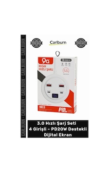 Özel Üretim Qc 3.0 Usb Adaptör 30 Hızlı Şarj Seti 4 Girişli Pd20w Destekli Dijital Ekran