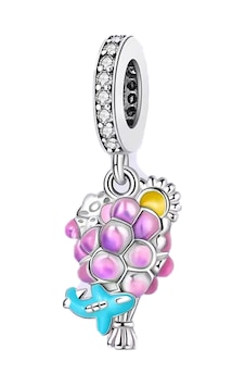 Pembe Buket Uçak Güneş Sallantılı Charm Gümüş Pembe Buket Uçak Güneş Sallantılı Charm Gümüş