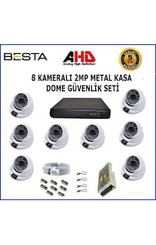 2mp Ahd 1080p Gece Görüşlü 8 Kameralı Dome Güvenlik Sistemi 2mp Ahd 1080p Gece Görüşlü 8 Kameralı Dome Güvenlik Sistemi